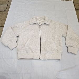 Sherpa “Universal Thread” Collared Zip Bomber Jacket‚ Cream, Size XS